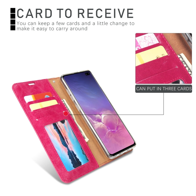 For Samsung Galaxy S10+ Crazy Horse Texture Detachable Magnetic Back Cover Horizontal Flip Leather Case with Holder & Card Slots & Photo Frame & Wallet