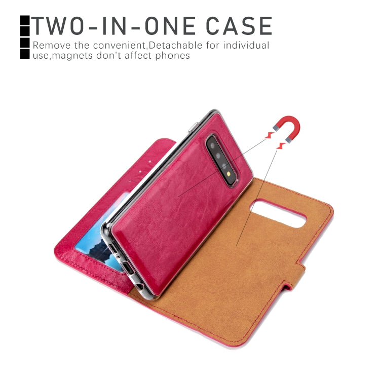 For Samsung Galaxy S10+ Crazy Horse Texture Detachable Magnetic Back Cover Horizontal Flip Leather Case with Holder & Card Slots & Photo Frame & Wallet
