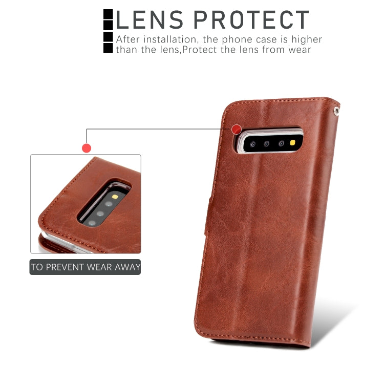 For Samsung Galaxy S10+ Crazy Horse Texture Detachable Magnetic Back Cover Horizontal Flip Leather Case with Holder & Card Slots & Photo Frame & Wallet
