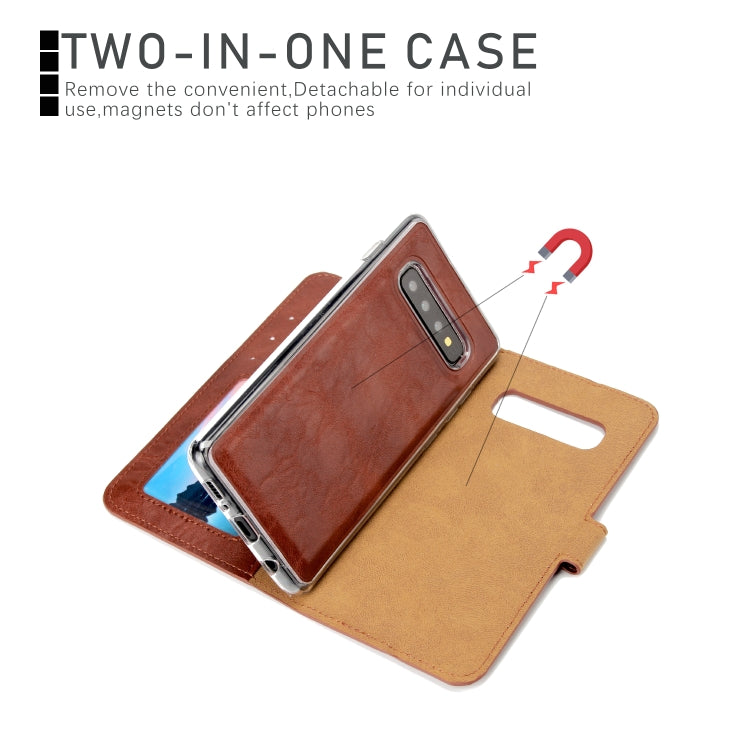 For Samsung Galaxy S10+ Crazy Horse Texture Detachable Magnetic Back Cover Horizontal Flip Leather Case with Holder & Card Slots & Photo Frame & Wallet