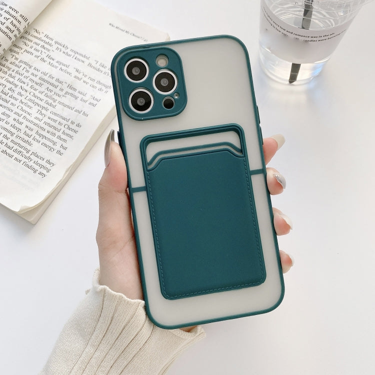 For iPhone 12 Skin Feel TPU + Frosted Translucent PC Shockproof Protective Case with Card Slot