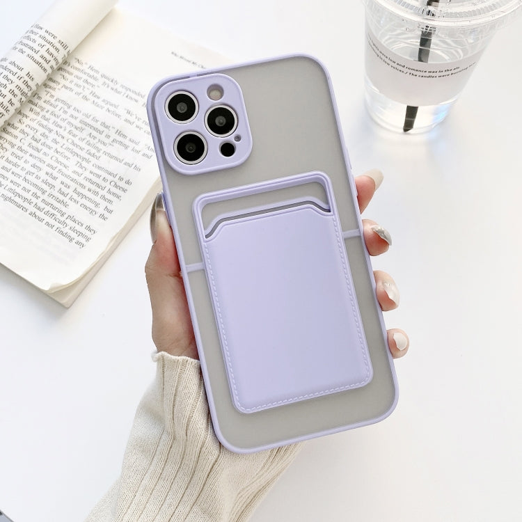 For iPhone 12 Skin Feel TPU + Frosted Translucent PC Shockproof Protective Case with Card Slot