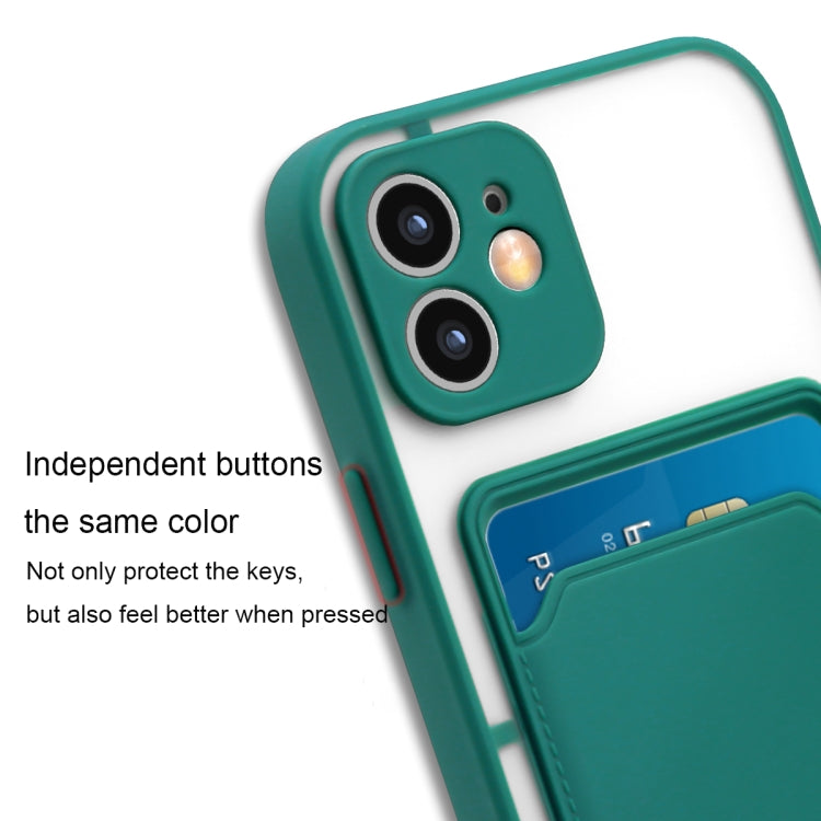 For iPhone 12 Skin Feel TPU + Frosted Translucent PC Shockproof Protective Case with Card Slot