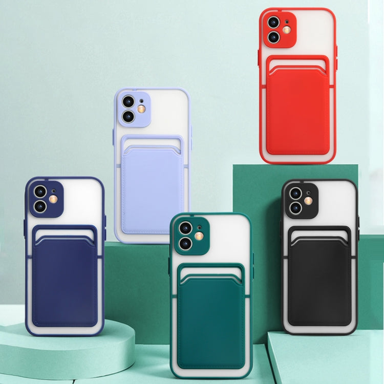 For iPhone 12 Skin Feel TPU + Frosted Translucent PC Shockproof Protective Case with Card Slot