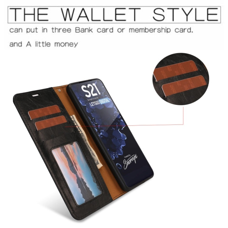 For Samsung Galaxy S21 5G Crazy Horse Texture Detachable Magnetic Back Cover Horizontal Flip Leather Case with Holder & Card Slots & Photo Frame & Wallet