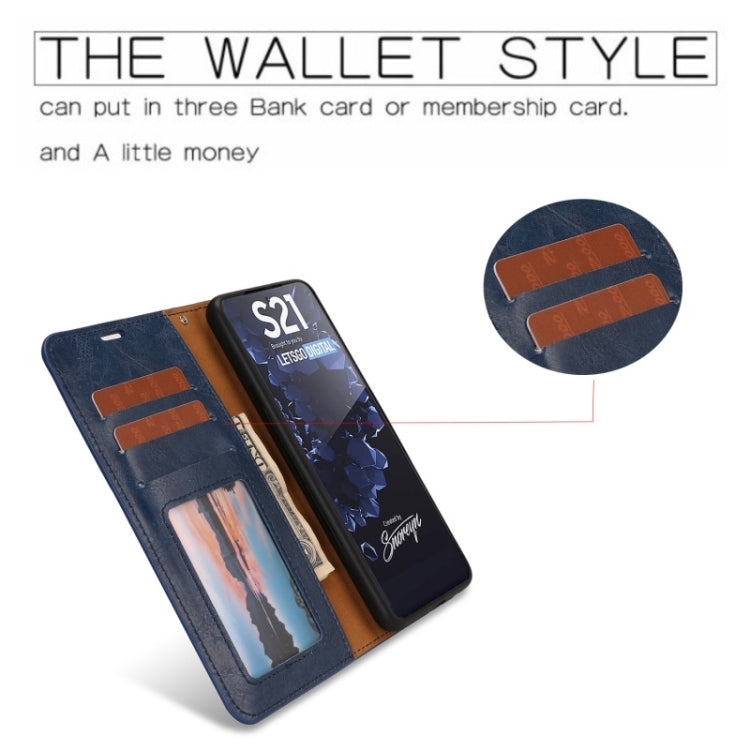 For Samsung Galaxy S21 5G Crazy Horse Texture Detachable Magnetic Back Cover Horizontal Flip Leather Case with Holder & Card Slots & Photo Frame & Wallet