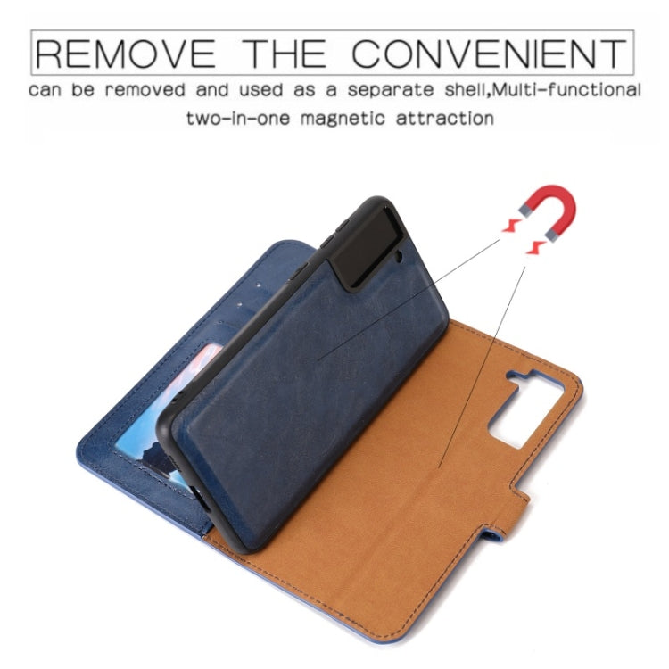 For Samsung Galaxy S21 5G Crazy Horse Texture Detachable Magnetic Back Cover Horizontal Flip Leather Case with Holder & Card Slots & Photo Frame & Wallet