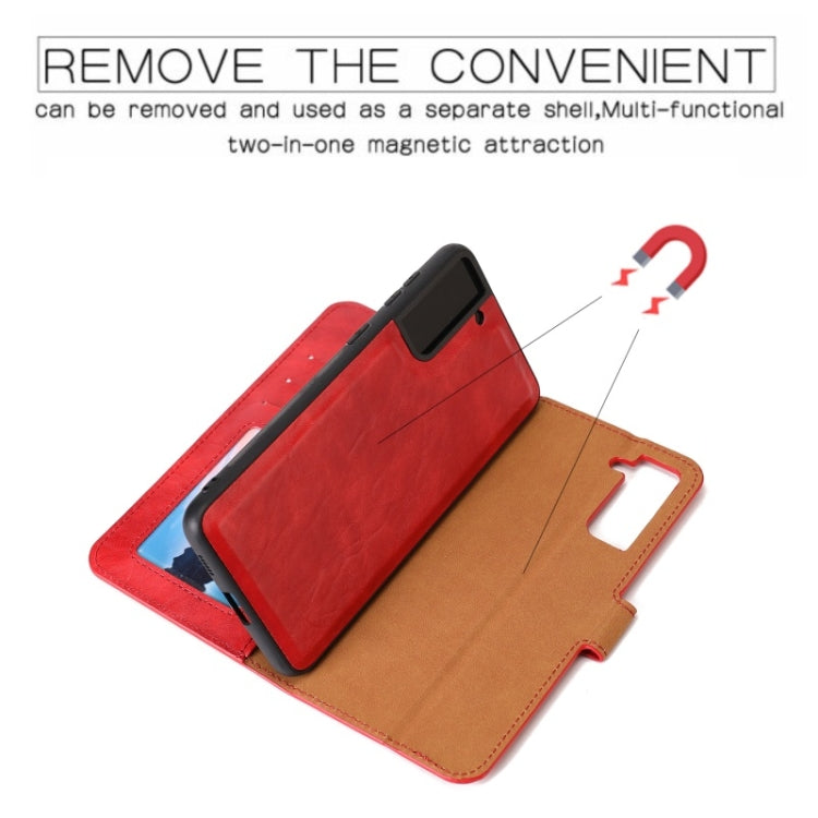 For Samsung Galaxy S21 5G Crazy Horse Texture Detachable Magnetic Back Cover Horizontal Flip Leather Case with Holder & Card Slots & Photo Frame & Wallet