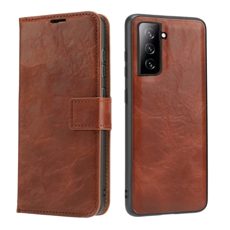 For Samsung Galaxy S21 5G Crazy Horse Texture Detachable Magnetic Back Cover Horizontal Flip Leather Case with Holder & Card Slots & Photo Frame & Wallet
