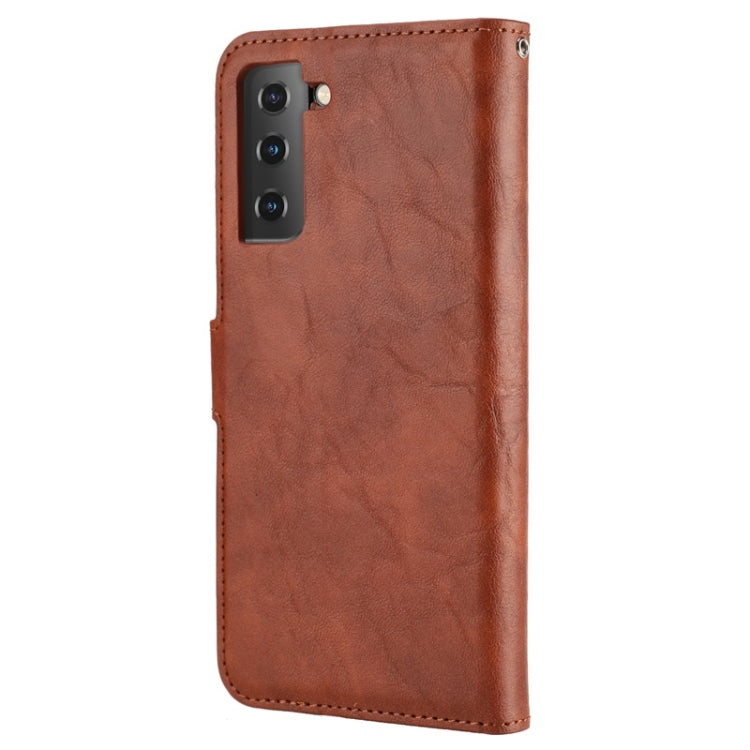 For Samsung Galaxy S21 5G Crazy Horse Texture Detachable Magnetic Back Cover Horizontal Flip Leather Case with Holder & Card Slots & Photo Frame & Wallet