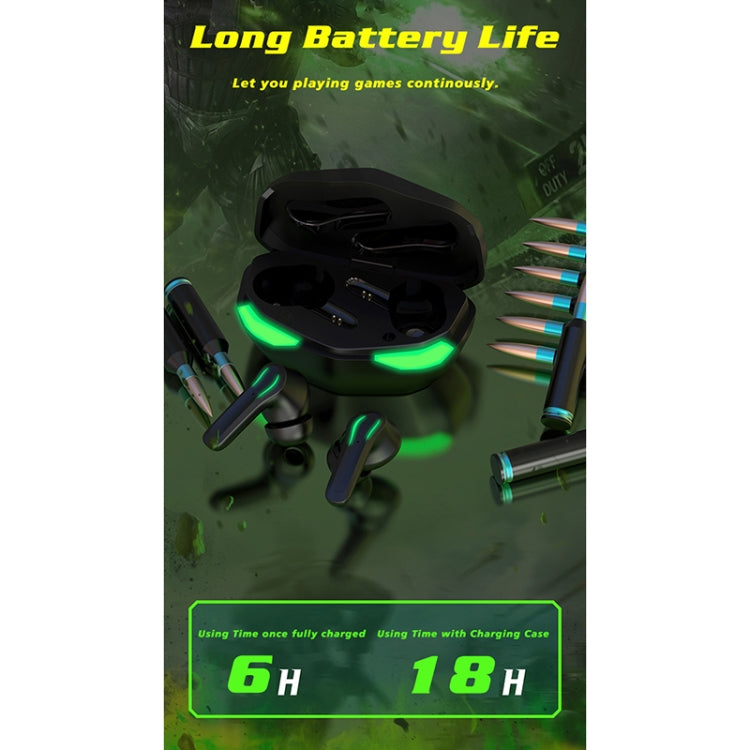 D17 E-sports Gaming Bluetooth Earphone with Breathing Light & Charging Box, Supports HD Calls