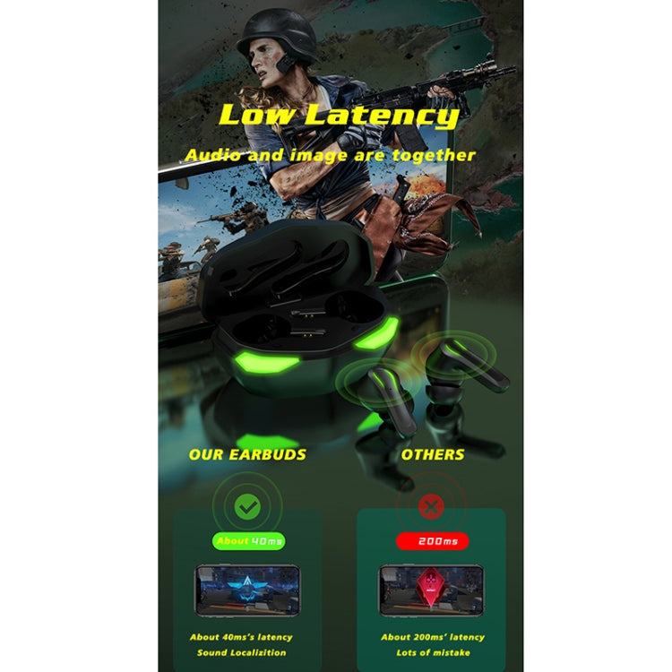 D17 E-sports Gaming Bluetooth Earphone with Breathing Light & Charging Box, Supports HD Calls