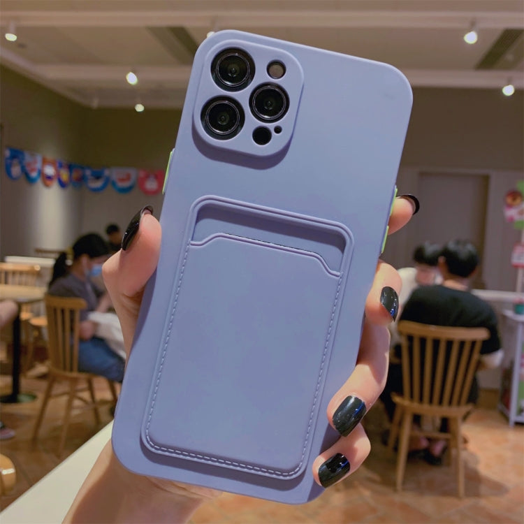 For iPhone 12 Imitation Liquid Silicone Straight Edge Shockproof Full Coverage Case with Card Slot
