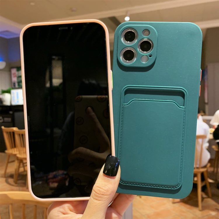 For iPhone 12 Imitation Liquid Silicone Straight Edge Shockproof Full Coverage Case with Card Slot