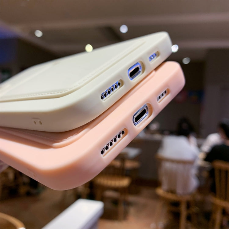 For iPhone 12 Imitation Liquid Silicone Straight Edge Shockproof Full Coverage Case with Card Slot