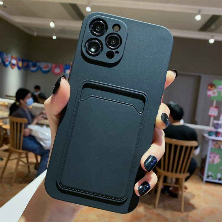 For iPhone 12 Pro Imitation Liquid Silicone Straight Edge Shockproof Full Coverage Case with Card Slot