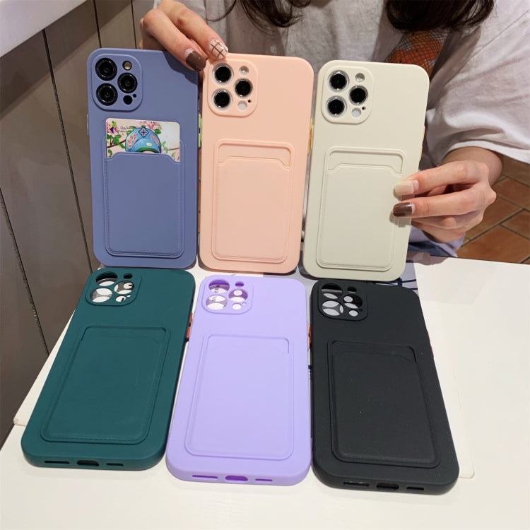 For iPhone 12 Pro Imitation Liquid Silicone Straight Edge Shockproof Full Coverage Case with Card Slot
