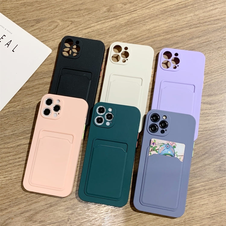 For iPhone 11 Pro Max Imitation Liquid Silicone Straight Edge Shockproof Full Coverage Case with Card Slot