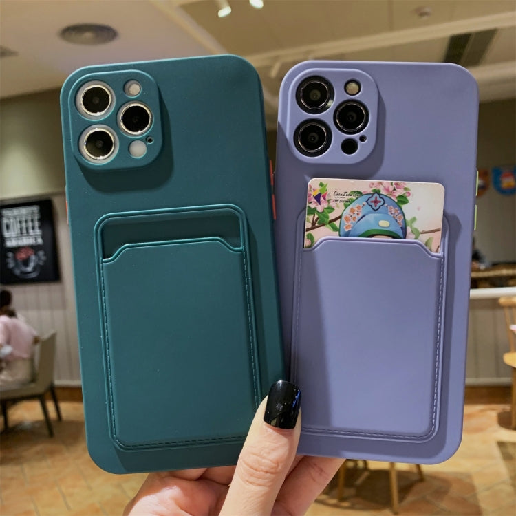 For iPhone 11 Pro Max Imitation Liquid Silicone Straight Edge Shockproof Full Coverage Case with Card Slot
