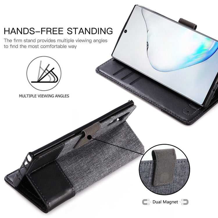For Galaxy Note 10 MUXMA MX102 Horizontal Flip Canvas Leather Case with Stand & Card Slot & Wallet Function