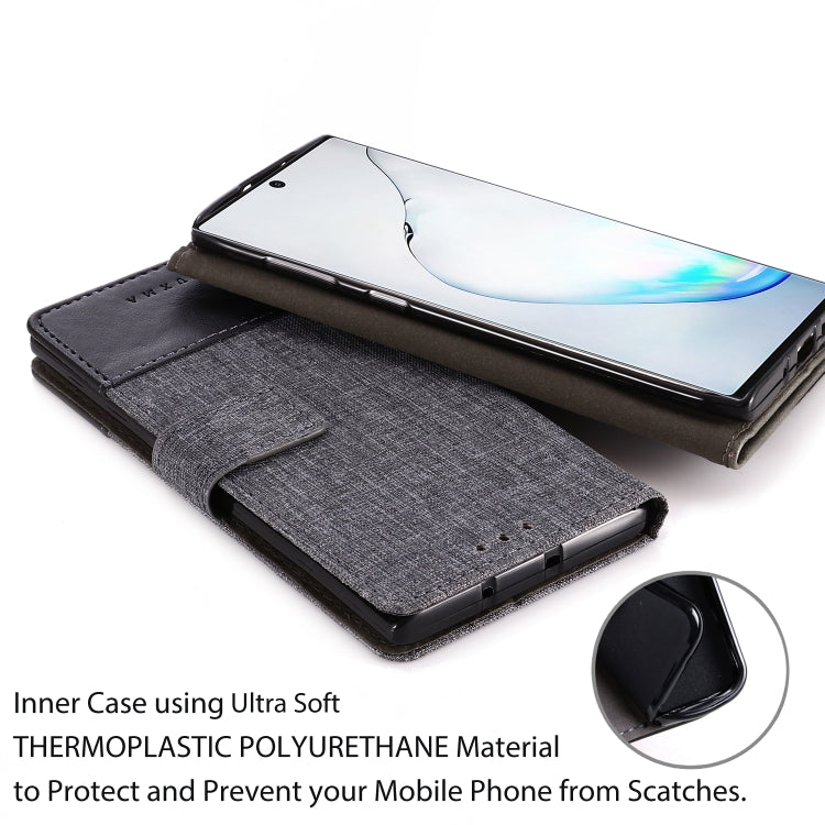 For Galaxy Note 10 MUXMA MX102 Horizontal Flip Canvas Leather Case with Stand & Card Slot & Wallet Function