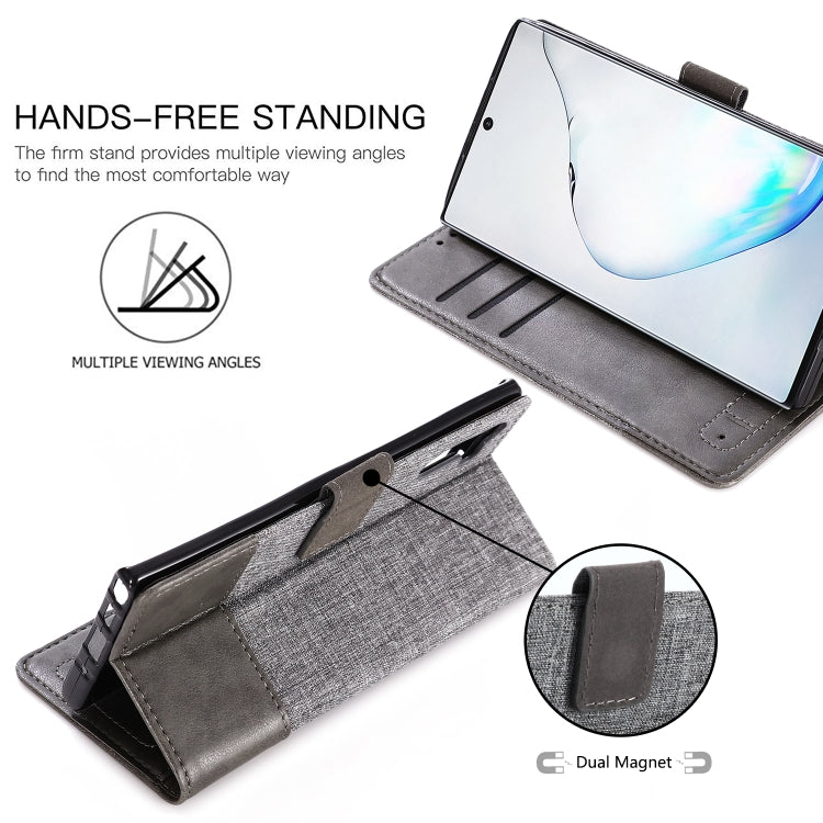 For Galaxy Note 10 MUXMA MX102 Horizontal Flip Canvas Leather Case with Stand & Card Slot & Wallet Function