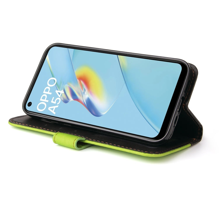 For OPPO A54 4G Business Stitching-Color Horizontal Flip PU Leather Case with Holder & Card Slots & Photo Frame & Lanyard