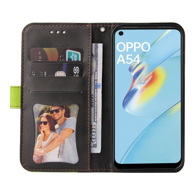 For OPPO A54 4G Business Stitching-Color Horizontal Flip PU Leather Case with Holder & Card Slots & Photo Frame & Lanyard