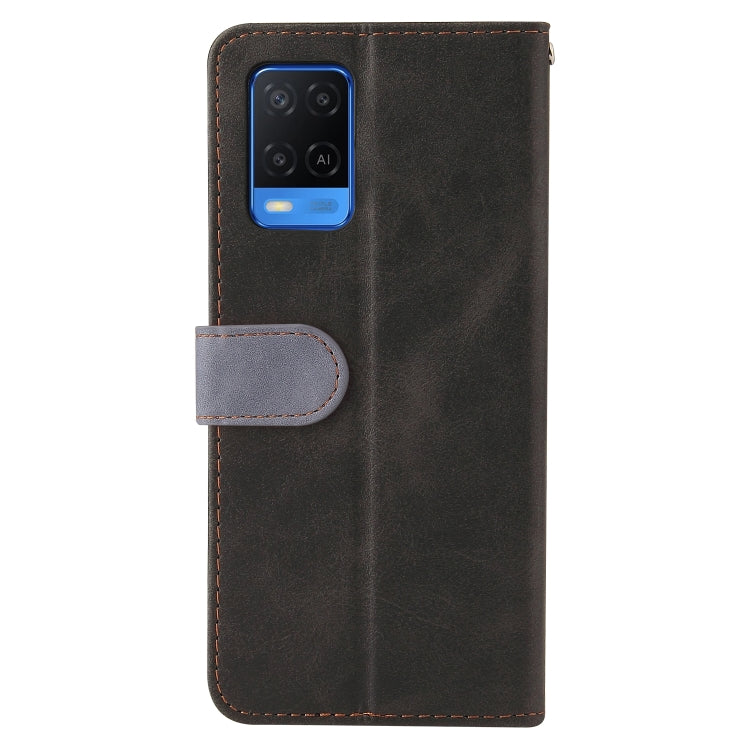 For OPPO A54 4G Business Stitching-Color Horizontal Flip PU Leather Case with Holder & Card Slots & Photo Frame & Lanyard