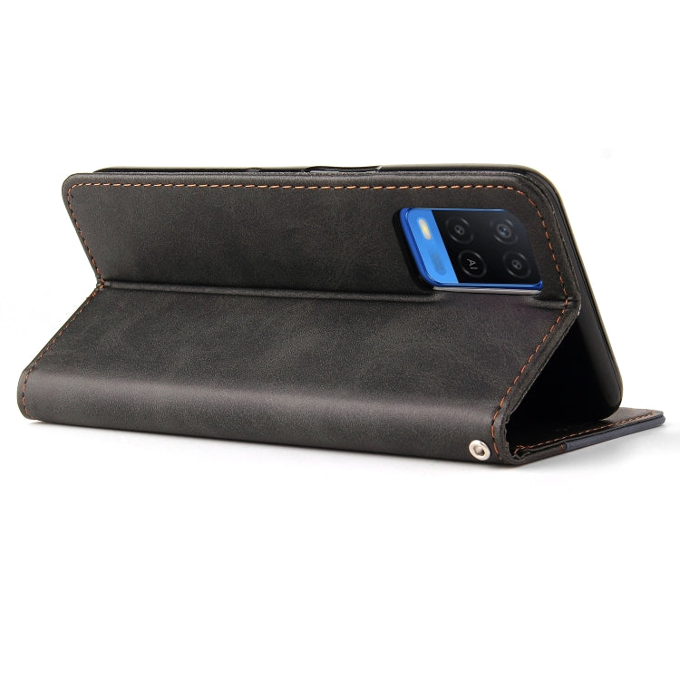 For OPPO A54 4G Business Stitching-Color Horizontal Flip PU Leather Case with Holder & Card Slots & Photo Frame & Lanyard