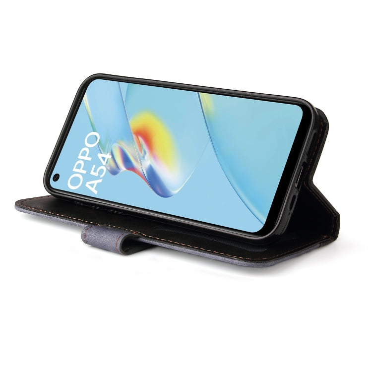 For OPPO A54 4G Business Stitching-Color Horizontal Flip PU Leather Case with Holder & Card Slots & Photo Frame & Lanyard