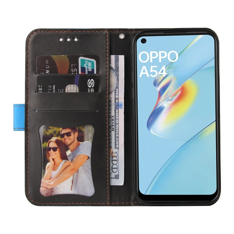 For OPPO A54 4G Business Stitching-Color Horizontal Flip PU Leather Case with Holder & Card Slots & Photo Frame & Lanyard