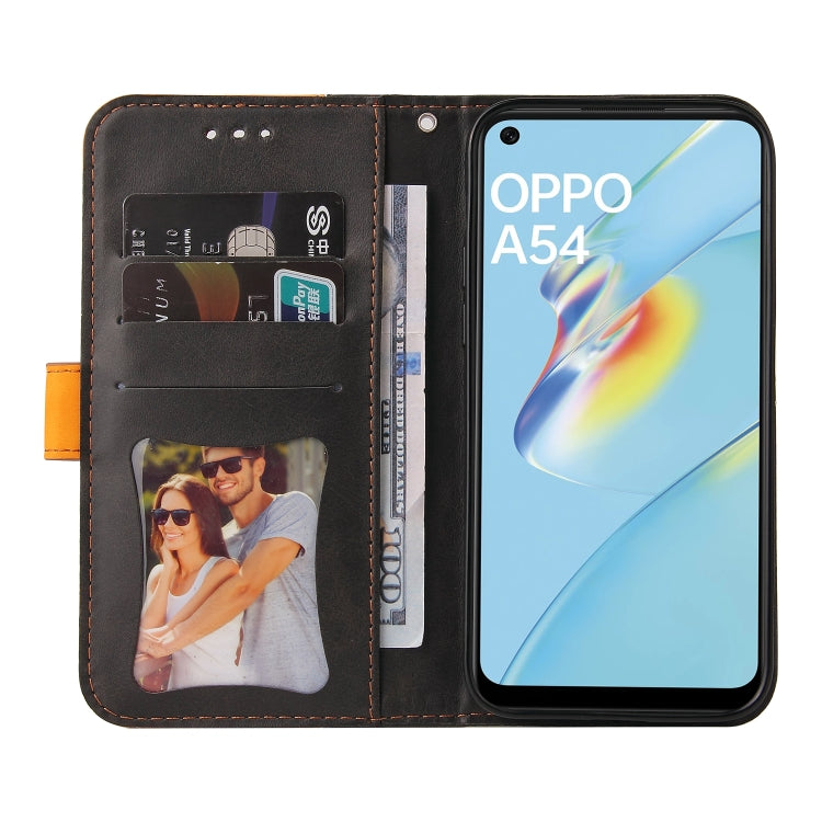 For OPPO A54 4G Business Stitching-Color Horizontal Flip PU Leather Case with Holder & Card Slots & Photo Frame & Lanyard