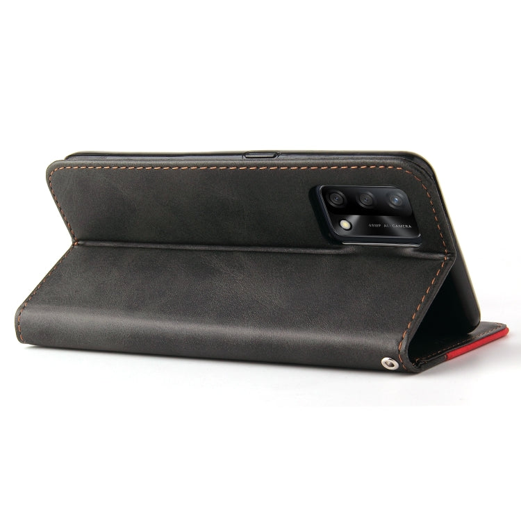 For OPPO A74 4G / F19 4G Business Stitching-Color Horizontal Flip PU Leather Case with Holder & Card Slots & Photo Frame & Lanyard