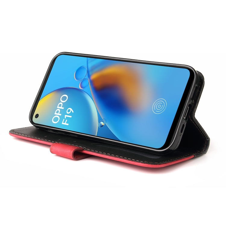 For OPPO A74 4G / F19 4G Business Stitching-Color Horizontal Flip PU Leather Case with Holder & Card Slots & Photo Frame & Lanyard