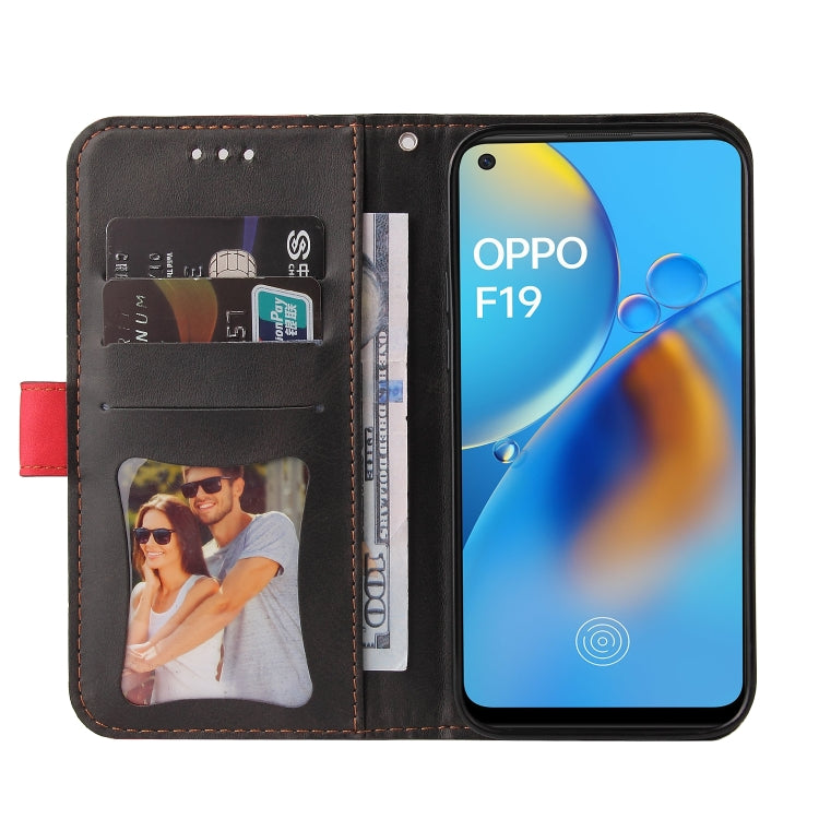 For OPPO A74 4G / F19 4G Business Stitching-Color Horizontal Flip PU Leather Case with Holder & Card Slots & Photo Frame & Lanyard