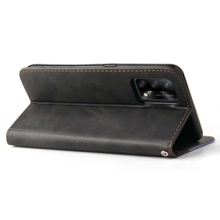 For OPPO A74 4G / F19 4G Business Stitching-Color Horizontal Flip PU Leather Case with Holder & Card Slots & Photo Frame & Lanyard