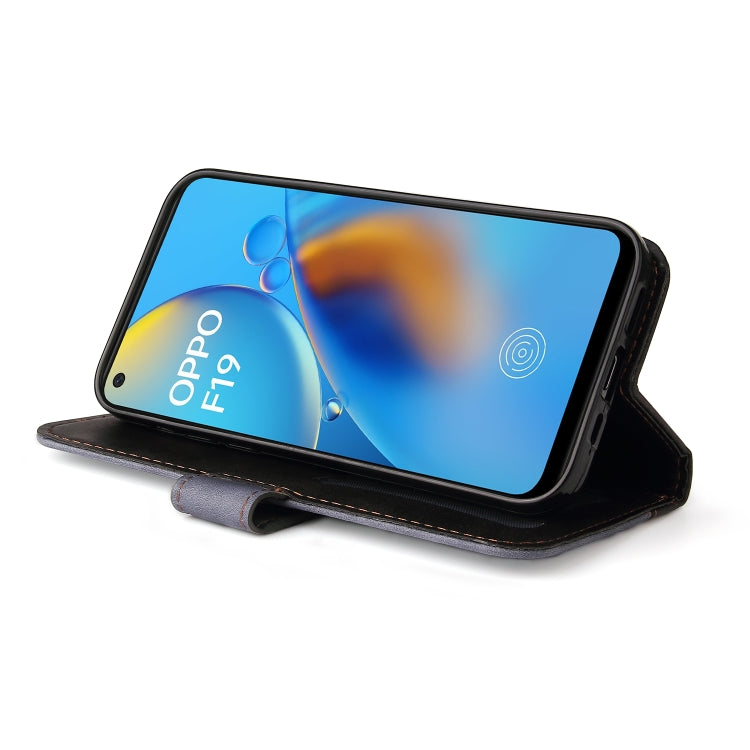 For OPPO A74 4G / F19 4G Business Stitching-Color Horizontal Flip PU Leather Case with Holder & Card Slots & Photo Frame & Lanyard