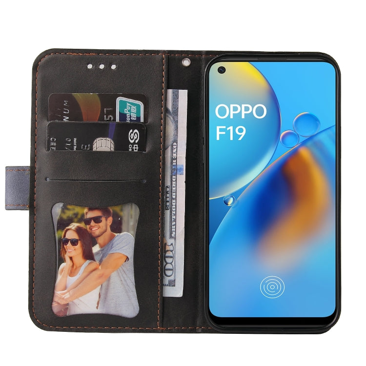For OPPO A74 4G / F19 4G Business Stitching-Color Horizontal Flip PU Leather Case with Holder & Card Slots & Photo Frame & Lanyard