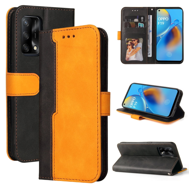 For OPPO A74 4G / F19 4G Business Stitching-Color Horizontal Flip PU Leather Case with Holder & Card Slots & Photo Frame & Lanyard