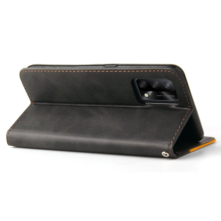 For OPPO A74 4G / F19 4G Business Stitching-Color Horizontal Flip PU Leather Case with Holder & Card Slots & Photo Frame & Lanyard