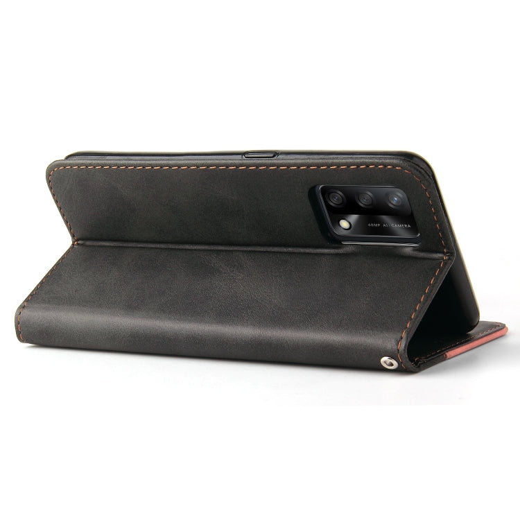 For OPPO A74 4G / F19 4G Business Stitching-Color Horizontal Flip PU Leather Case with Holder & Card Slots & Photo Frame & Lanyard