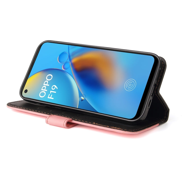 For OPPO A74 4G / F19 4G Business Stitching-Color Horizontal Flip PU Leather Case with Holder & Card Slots & Photo Frame & Lanyard