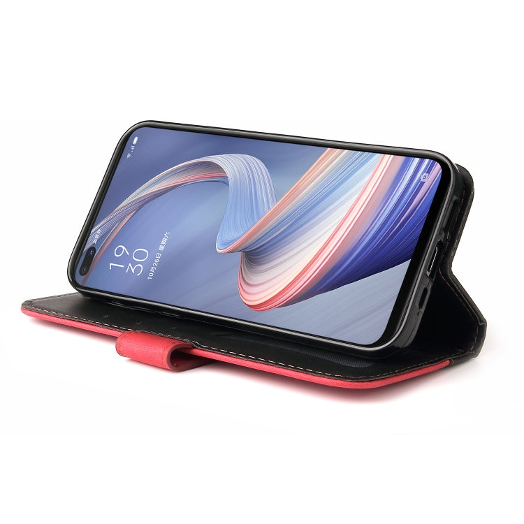 For OPPO A92S/A72 5G/A73 5G/A52 5G/Reno4 Z Business Stitching-Color Horizontal Flip PU Leather Case with Holder & Card Slots & Photo Frame & Lanyard