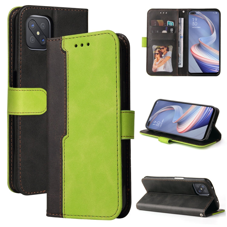 For OPPO A92S/A72 5G/A73 5G/A52 5G/Reno4 Z Business Stitching-Color Horizontal Flip PU Leather Case with Holder & Card Slots & Photo Frame & Lanyard