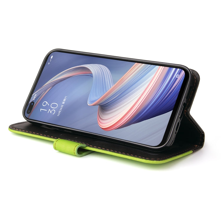 For OPPO A92S/A72 5G/A73 5G/A52 5G/Reno4 Z Business Stitching-Color Horizontal Flip PU Leather Case with Holder & Card Slots & Photo Frame & Lanyard