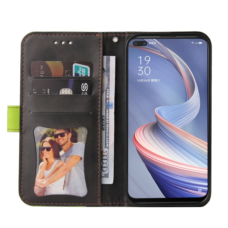 For OPPO A92S/A72 5G/A73 5G/A52 5G/Reno4 Z Business Stitching-Color Horizontal Flip PU Leather Case with Holder & Card Slots & Photo Frame & Lanyard