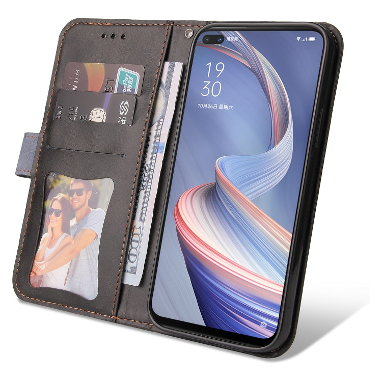 For OPPO A92S/A72 5G/A73 5G/A52 5G/Reno4 Z Business Stitching-Color Horizontal Flip PU Leather Case with Holder & Card Slots & Photo Frame & Lanyard