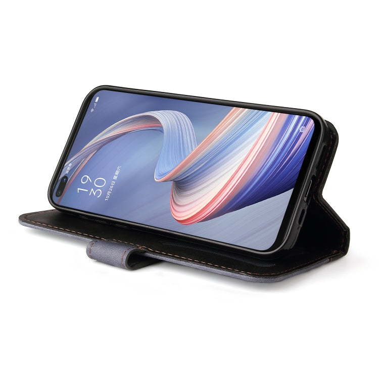 For OPPO A92S/A72 5G/A73 5G/A52 5G/Reno4 Z Business Stitching-Color Horizontal Flip PU Leather Case with Holder & Card Slots & Photo Frame & Lanyard