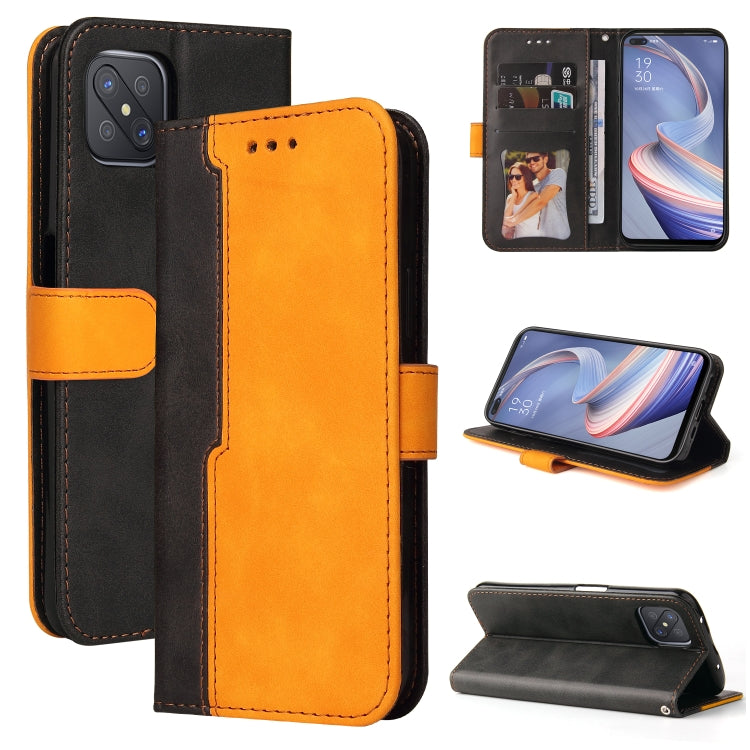 For OPPO A92S/A72 5G/A73 5G/A52 5G/Reno4 Z Business Stitching-Color Horizontal Flip PU Leather Case with Holder & Card Slots & Photo Frame & Lanyard